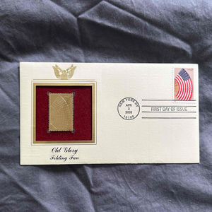 2003 Old Glory Folding Fan First Day Issue Cover Gold Stamp